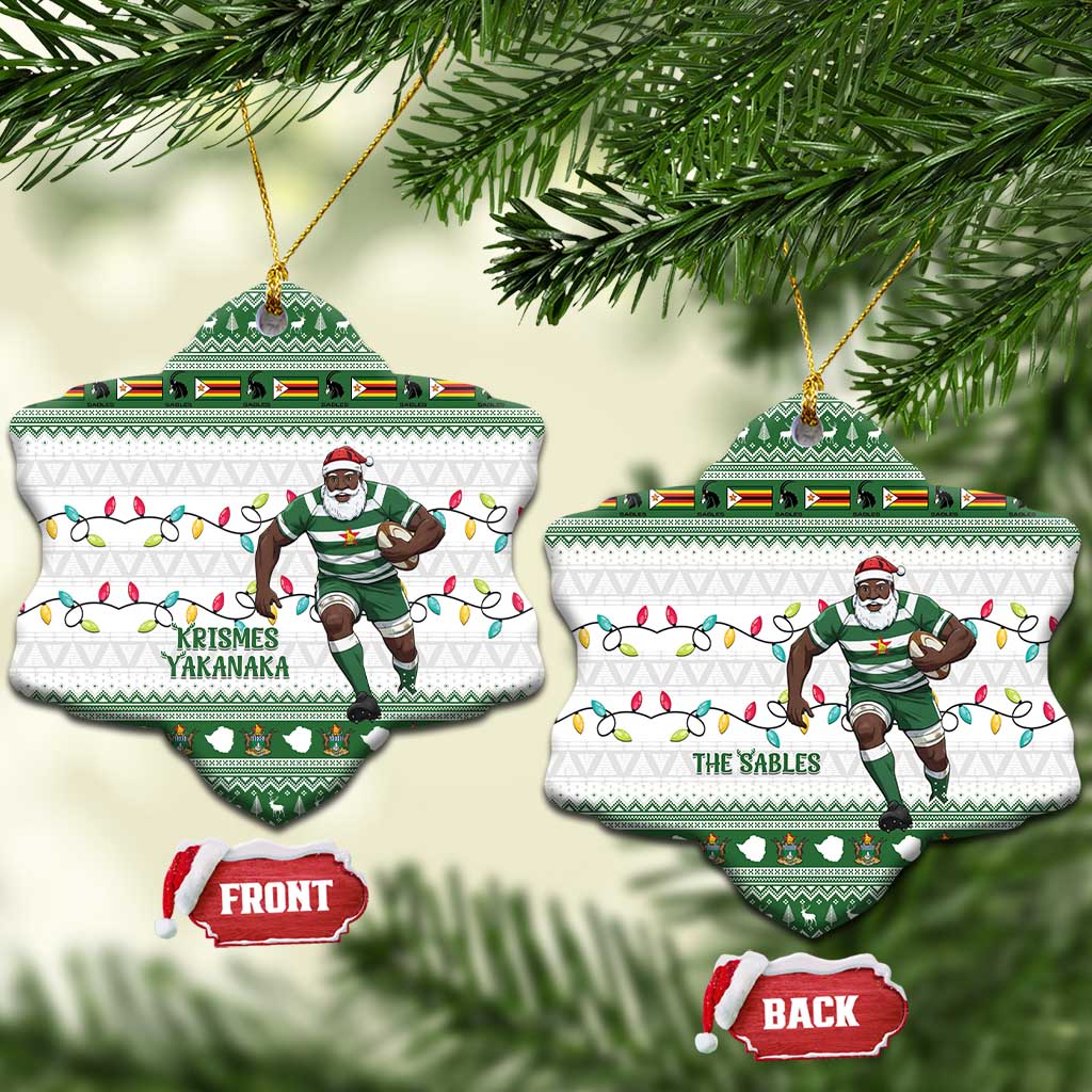 Afro Christmas Rugby Zimbabwe Ceramic Ornament The Sables Krismes Yakanaka - African Pride