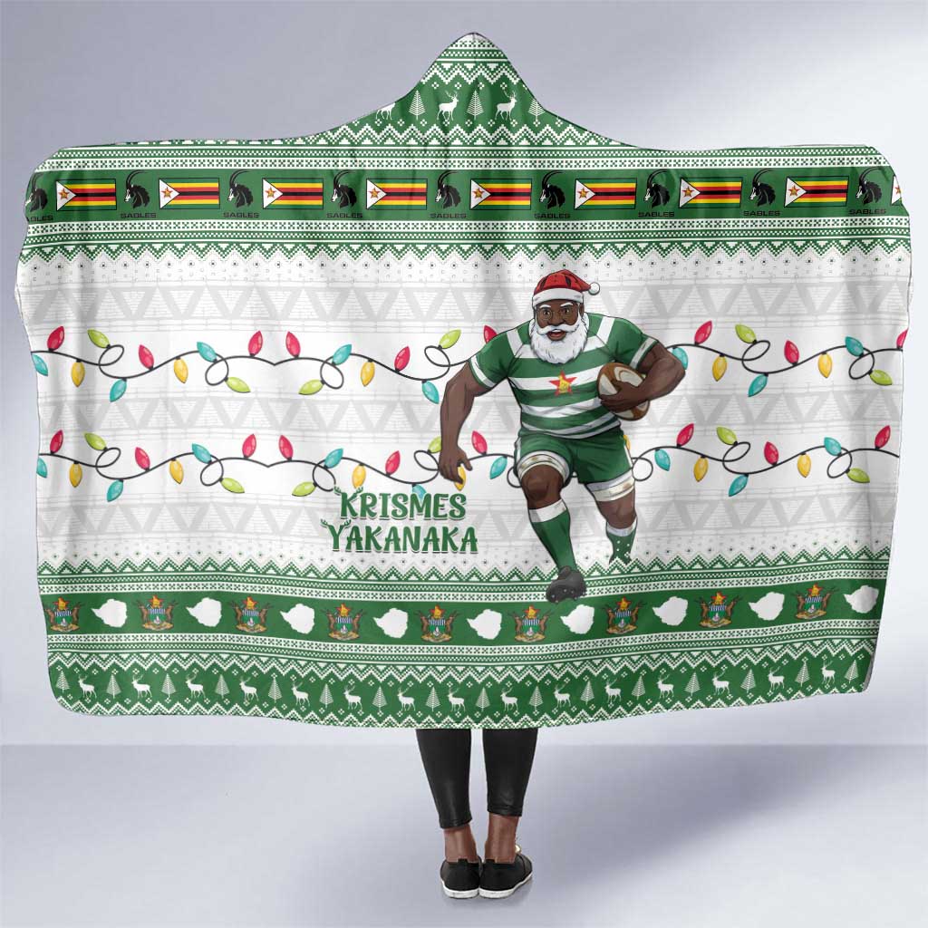 Afro Christmas Rugby Zimbabwe Hooded Blanket The Sables Krismes Yakanaka - African Pride