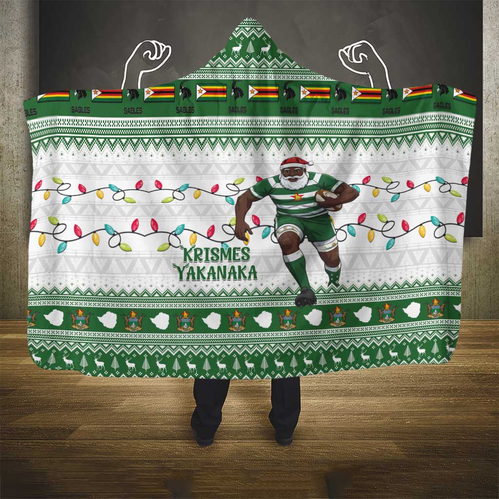 Afro Christmas Rugby Zimbabwe Hooded Blanket The Sables Krismes Yakanaka - African Pride