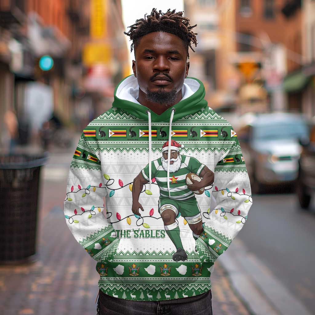 Afro Christmas Rugby Zimbabwe Hoodie The Sables Krismes Yakanaka - African Pride