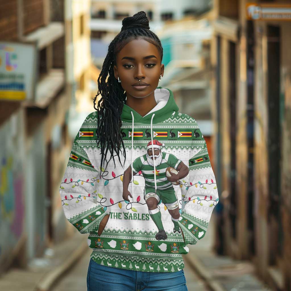 Afro Christmas Rugby Zimbabwe Hoodie The Sables Krismes Yakanaka - African Pride