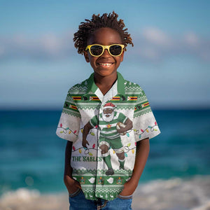 Afro Christmas Rugby Zimbabwe Kid Hawaiian Shirt The Sables Krismes Yakanaka - African Pride