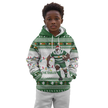 Afro Christmas Rugby Zimbabwe Kid Hoodie The Sables Krismes Yakanaka - African Pride