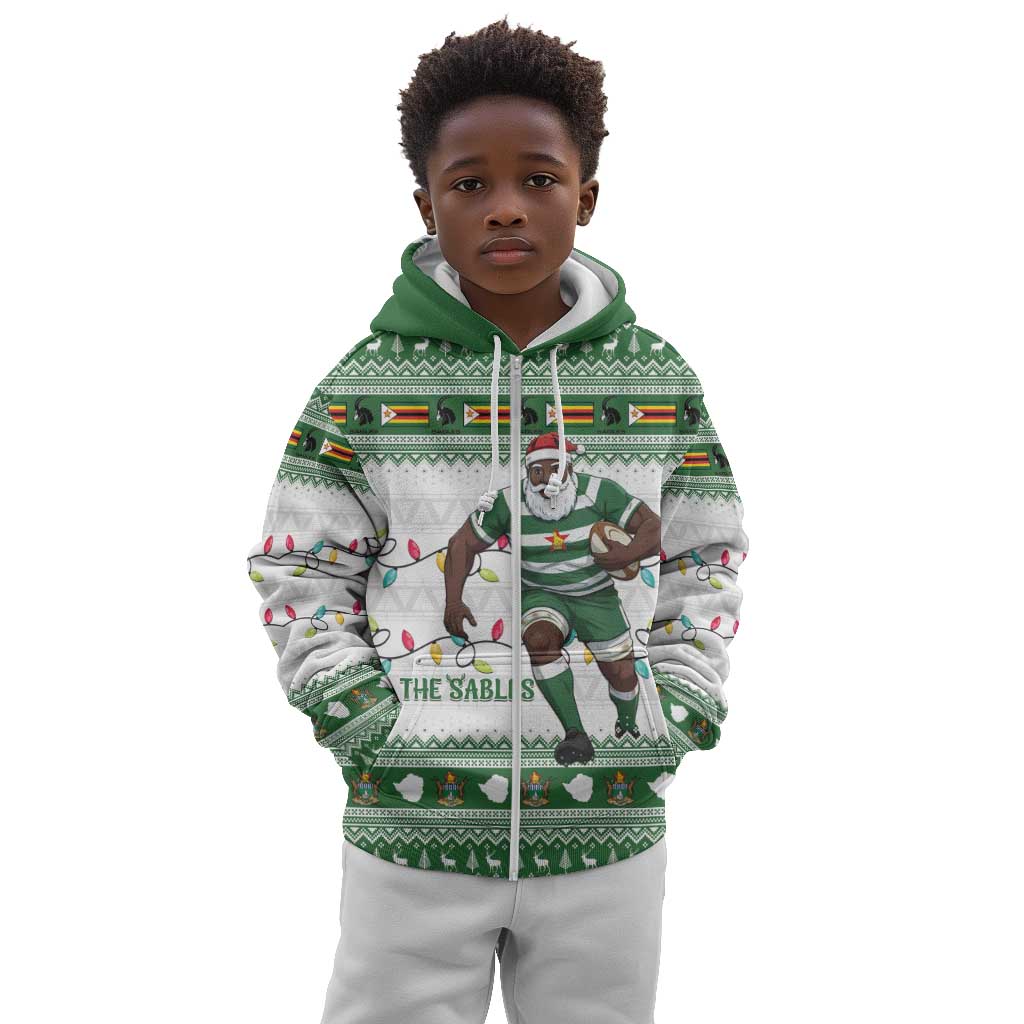 Afro Christmas Rugby Zimbabwe Kid Hoodie The Sables Krismes Yakanaka - African Pride