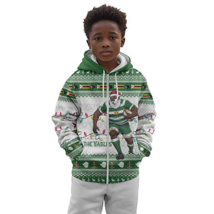 Afro Christmas Rugby Zimbabwe Kid Hoodie The Sables Krismes Yakanaka - African Pride