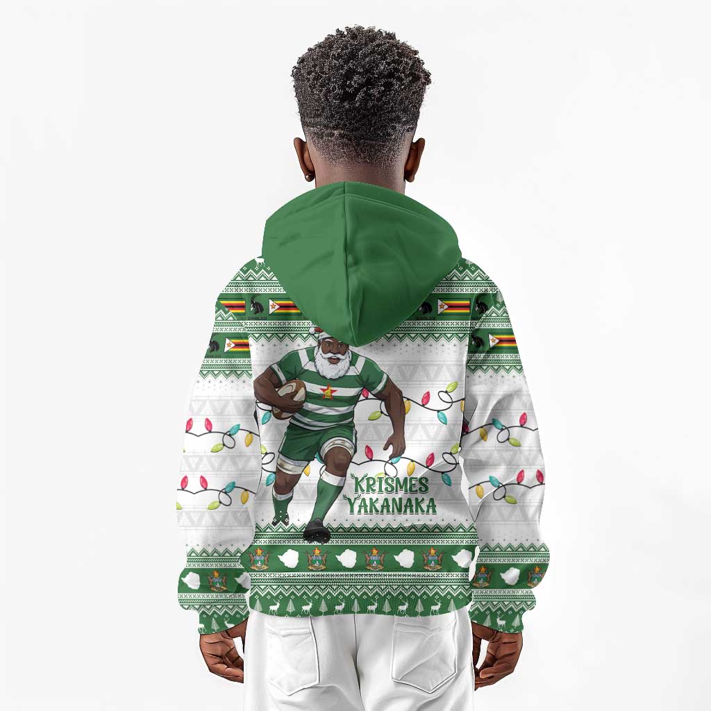 Afro Christmas Rugby Zimbabwe Kid Hoodie The Sables Krismes Yakanaka - African Pride
