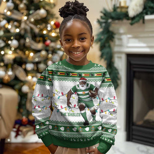 Afro Christmas Rugby Zimbabwe Kid Ugly Christmas Sweater The Sables Krismes Yakanaka - African Pride