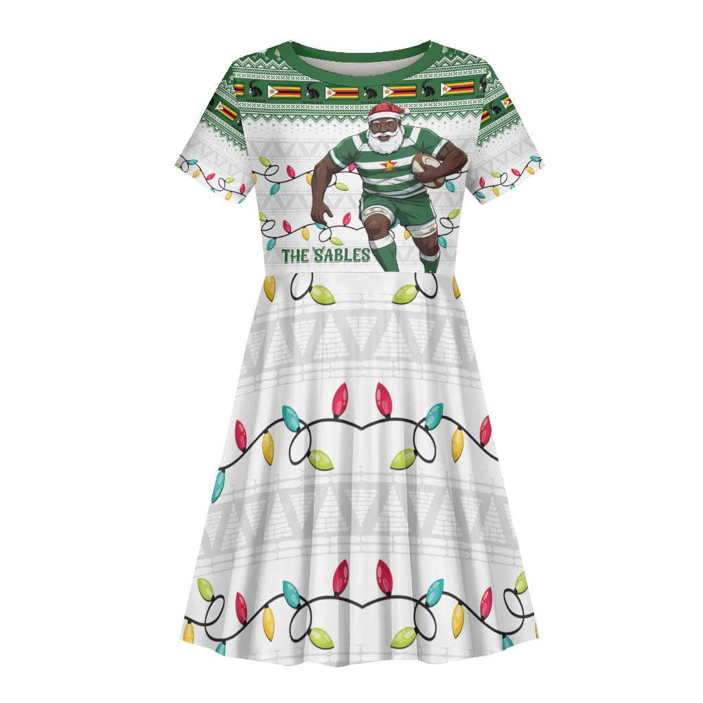Afro Christmas Rugby Zimbabwe Kid Short Sleeve Dress The Sables Krismes Yakanaka - African Pride