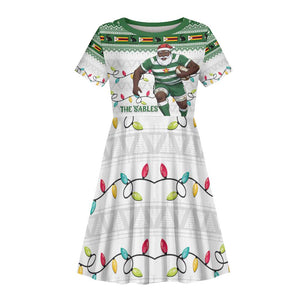 Afro Christmas Rugby Zimbabwe Kid Short Sleeve Dress The Sables Krismes Yakanaka - African Pride