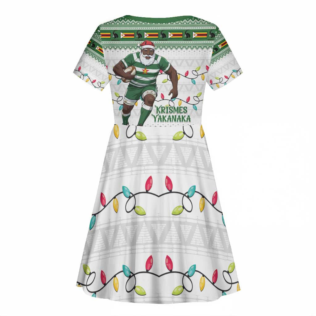 Afro Christmas Rugby Zimbabwe Kid Short Sleeve Dress The Sables Krismes Yakanaka - African Pride