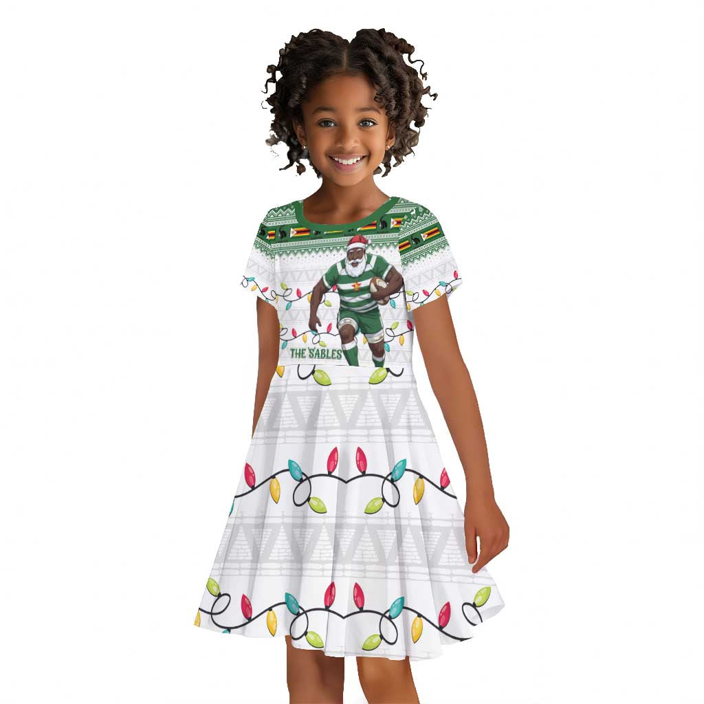 Afro Christmas Rugby Zimbabwe Kid Short Sleeve Dress The Sables Krismes Yakanaka - African Pride
