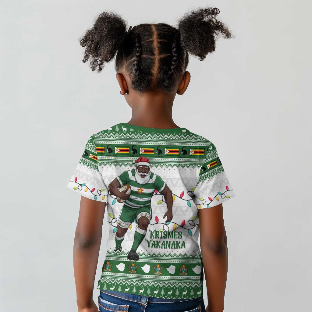 Afro Christmas Rugby Zimbabwe Kid T shirt The Sables Krismes Yakanaka - African Pride