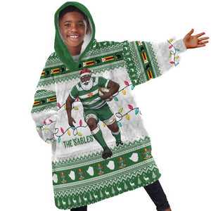 Afro Christmas Rugby Zimbabwe Kid Wearable Blanket Hoodie The Sables Krismes Yakanaka - African Pride