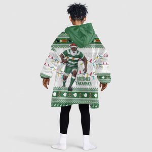 Afro Christmas Rugby Zimbabwe Kid Wearable Blanket Hoodie The Sables Krismes Yakanaka - African Pride