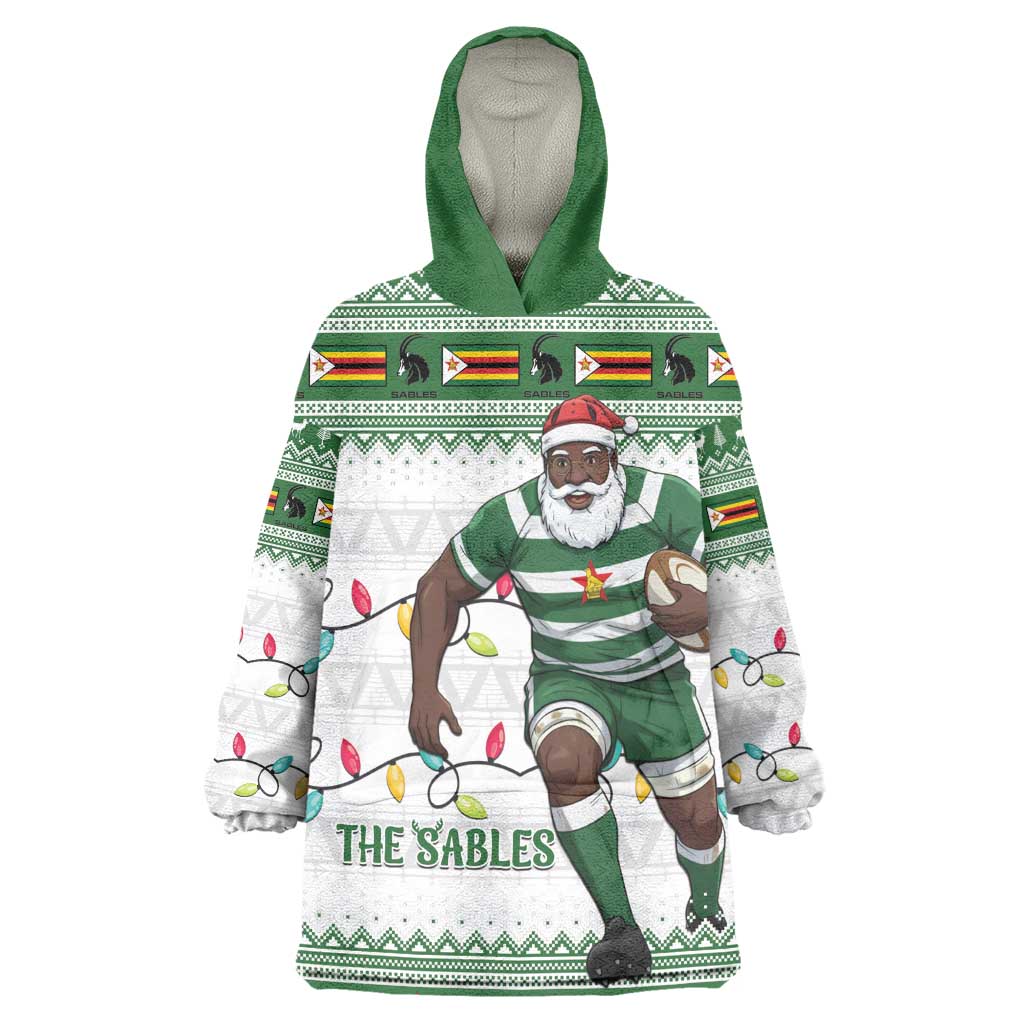 Afro Christmas Rugby Zimbabwe Kid Wearable Blanket Hoodie The Sables Krismes Yakanaka - African Pride