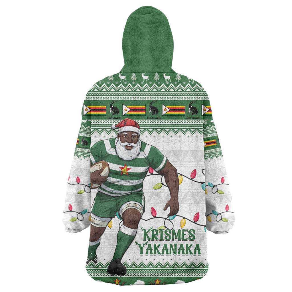 Afro Christmas Rugby Zimbabwe Kid Wearable Blanket Hoodie The Sables Krismes Yakanaka - African Pride