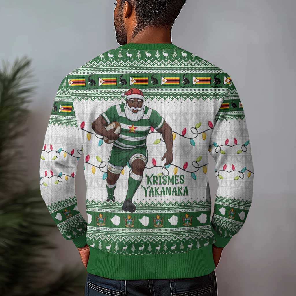 Afro Christmas Rugby Zimbabwe Ugly Christmas Sweater The Sables Krismes Yakanaka - African Pride