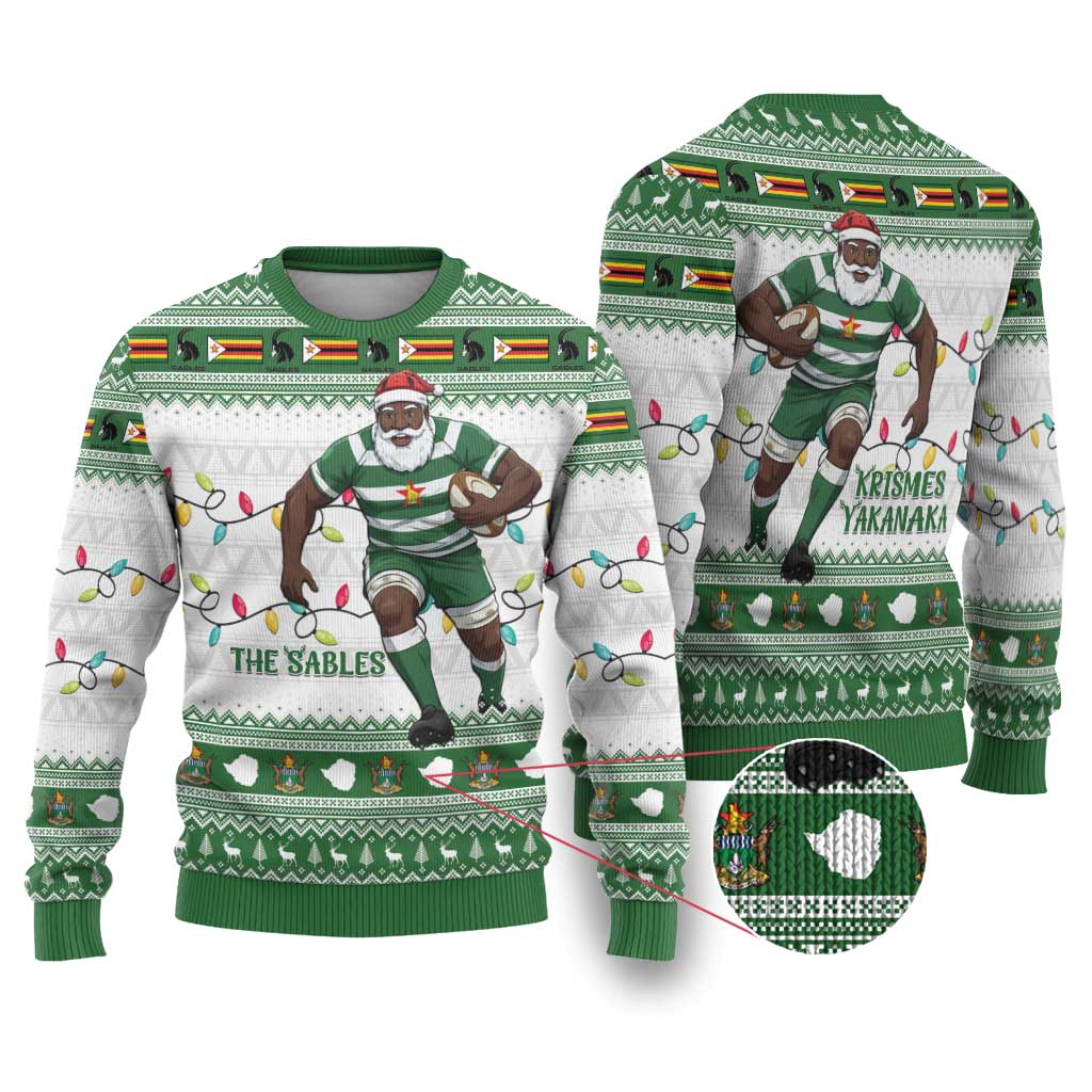 Afro Christmas Rugby Zimbabwe Ugly Christmas Sweater The Sables Krismes Yakanaka - African Pride