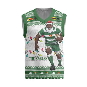 Afro Christmas Rugby Zimbabwe Christmas Knitted V-Neck Vest The Sables Krismes Yakanaka - African Pride