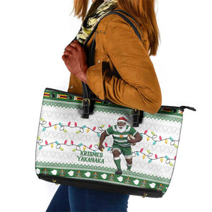 Afro Christmas Rugby Zimbabwe Leather Tote Bag The Sables Krismes Yakanaka - African Pride