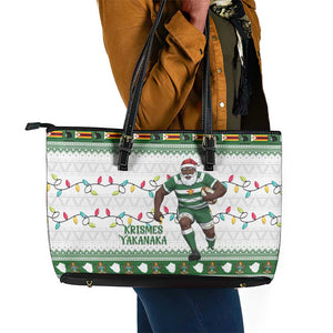 Afro Christmas Rugby Zimbabwe Leather Tote Bag The Sables Krismes Yakanaka - African Pride