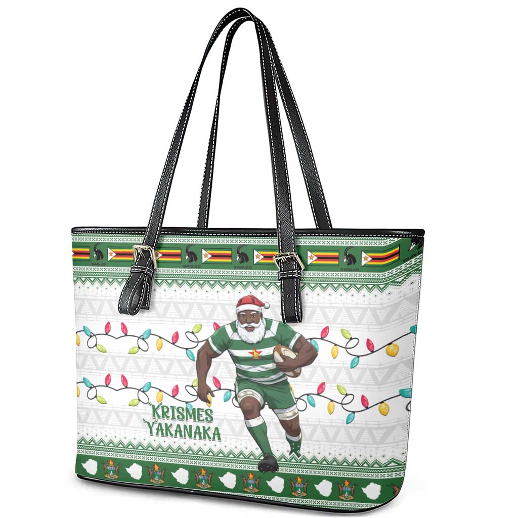 Afro Christmas Rugby Zimbabwe Leather Tote Bag The Sables Krismes Yakanaka - African Pride