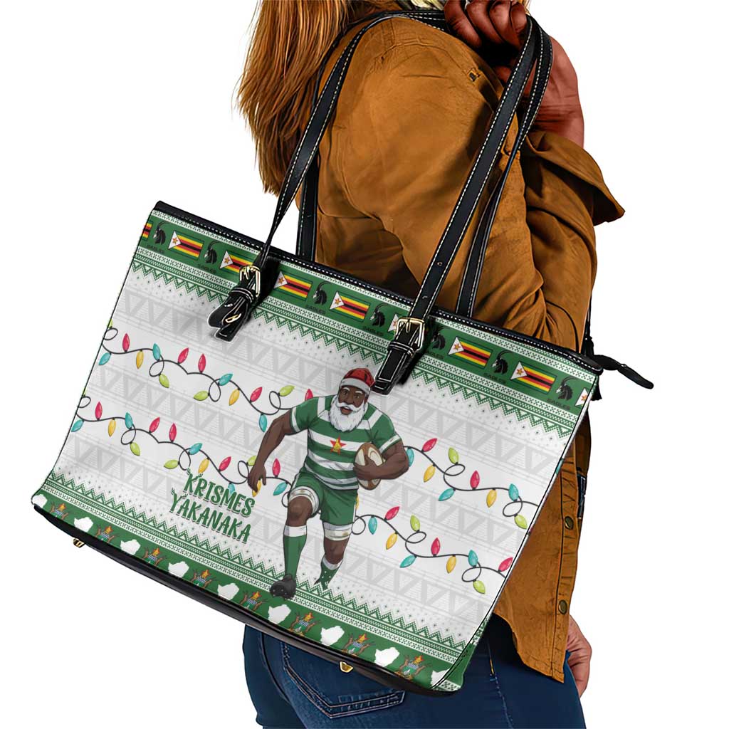 Afro Christmas Rugby Zimbabwe Leather Tote Bag The Sables Krismes Yakanaka - African Pride