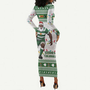 Afro Christmas Rugby Zimbabwe Long Sleeve Bodycon Dress The Sables Krismes Yakanaka - African Pride