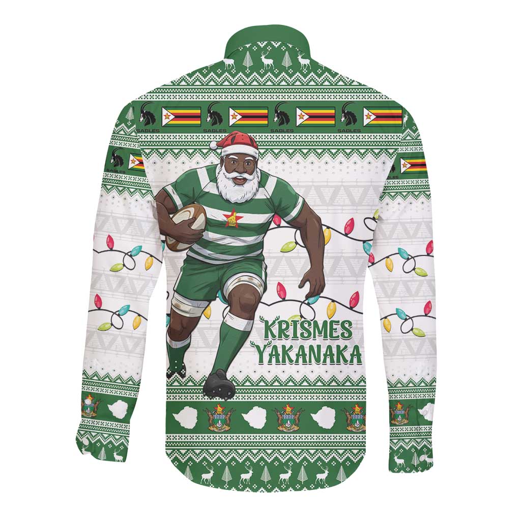 Afro Christmas Rugby Zimbabwe Long Sleeve Button Shirt The Sables Krismes Yakanaka - African Pride