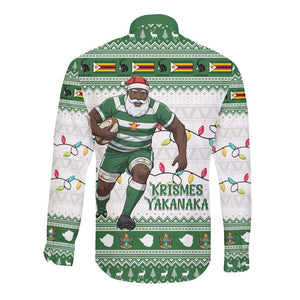 Afro Christmas Rugby Zimbabwe Long Sleeve Button Shirt The Sables Krismes Yakanaka - African Pride