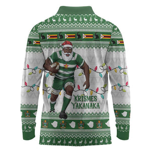 Afro Christmas Rugby Zimbabwe Long Sleeve Polo Shirt The Sables Krismes Yakanaka - African Pride