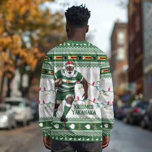 Afro Christmas Rugby Zimbabwe Long Sleeve Shirt The Sables Krismes Yakanaka - African Pride