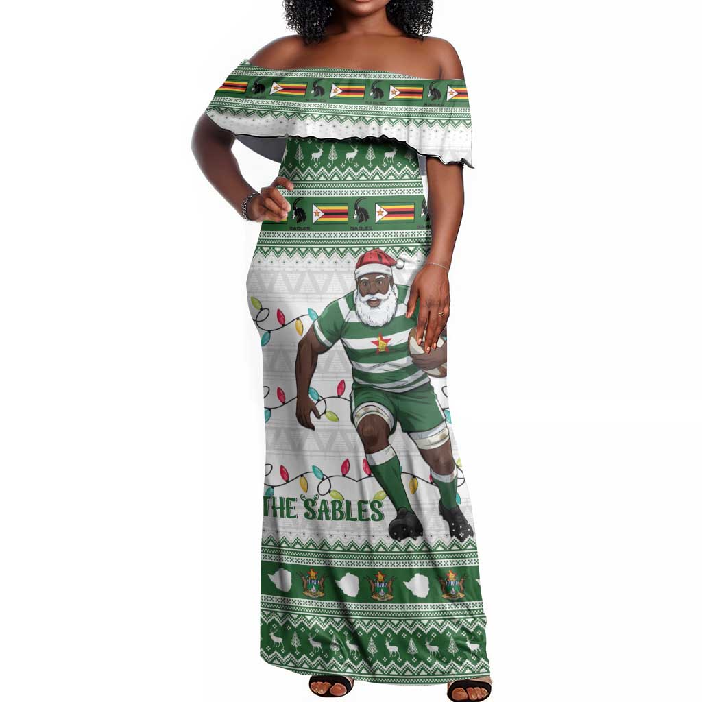 Afro Christmas Rugby Zimbabwe Off Shoulder Maxi Dress The Sables Krismes Yakanaka - African Pride