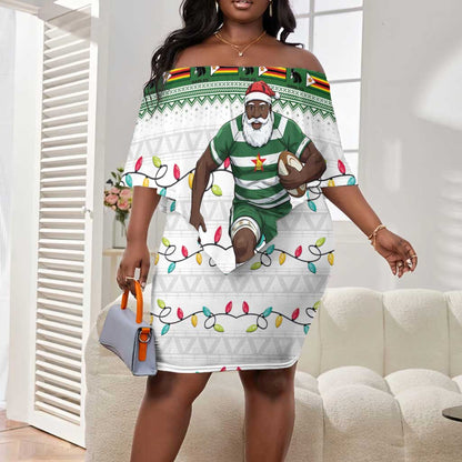 Afro Christmas Rugby Zimbabwe Off Shoulder Short Dress The Sables Krismes Yakanaka - African Pride