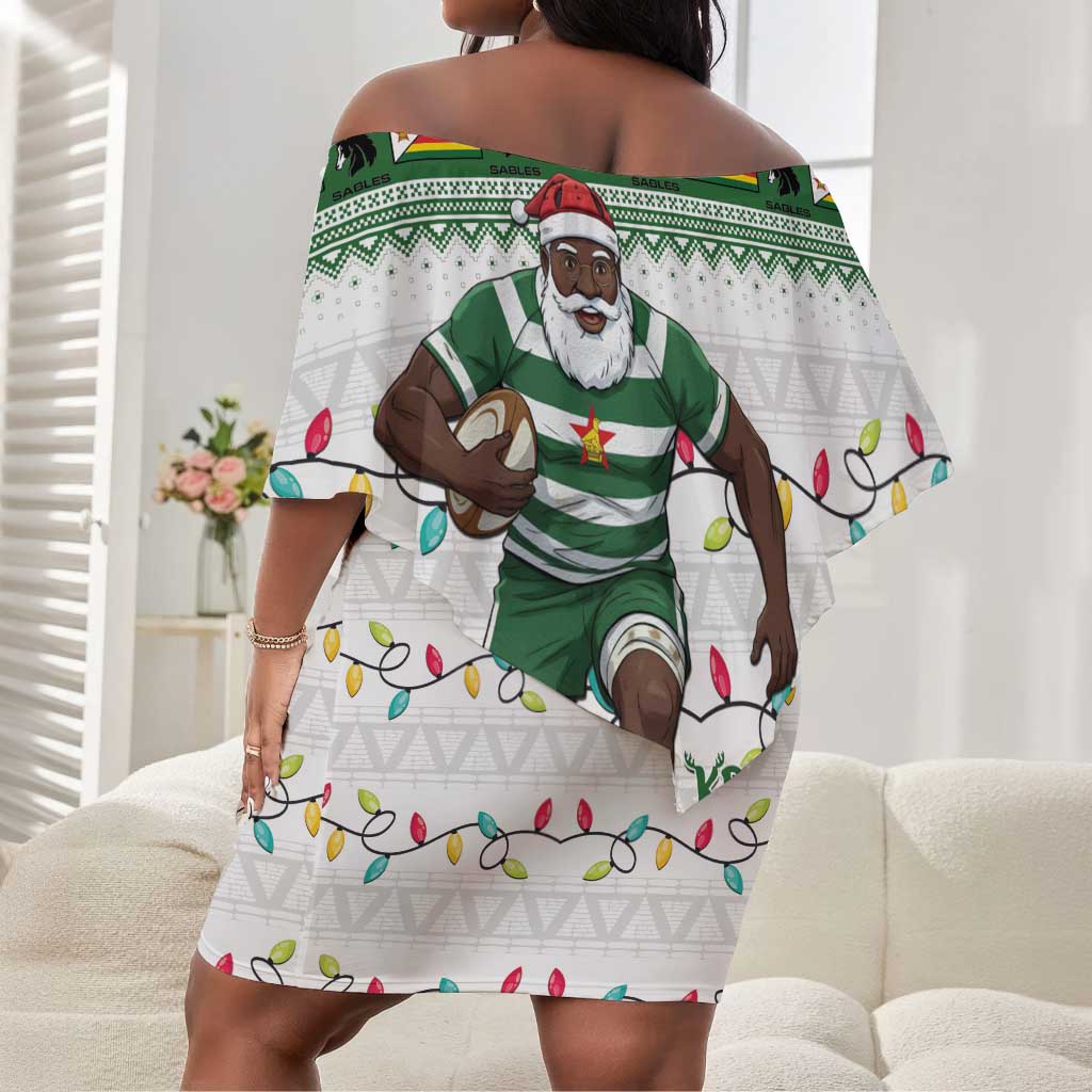 Afro Christmas Rugby Zimbabwe Off Shoulder Short Dress The Sables Krismes Yakanaka - African Pride