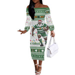 Afro Christmas Rugby Zimbabwe Off The Shoulder Long Sleeve Dress The Sables Krismes Yakanaka - African Pride
