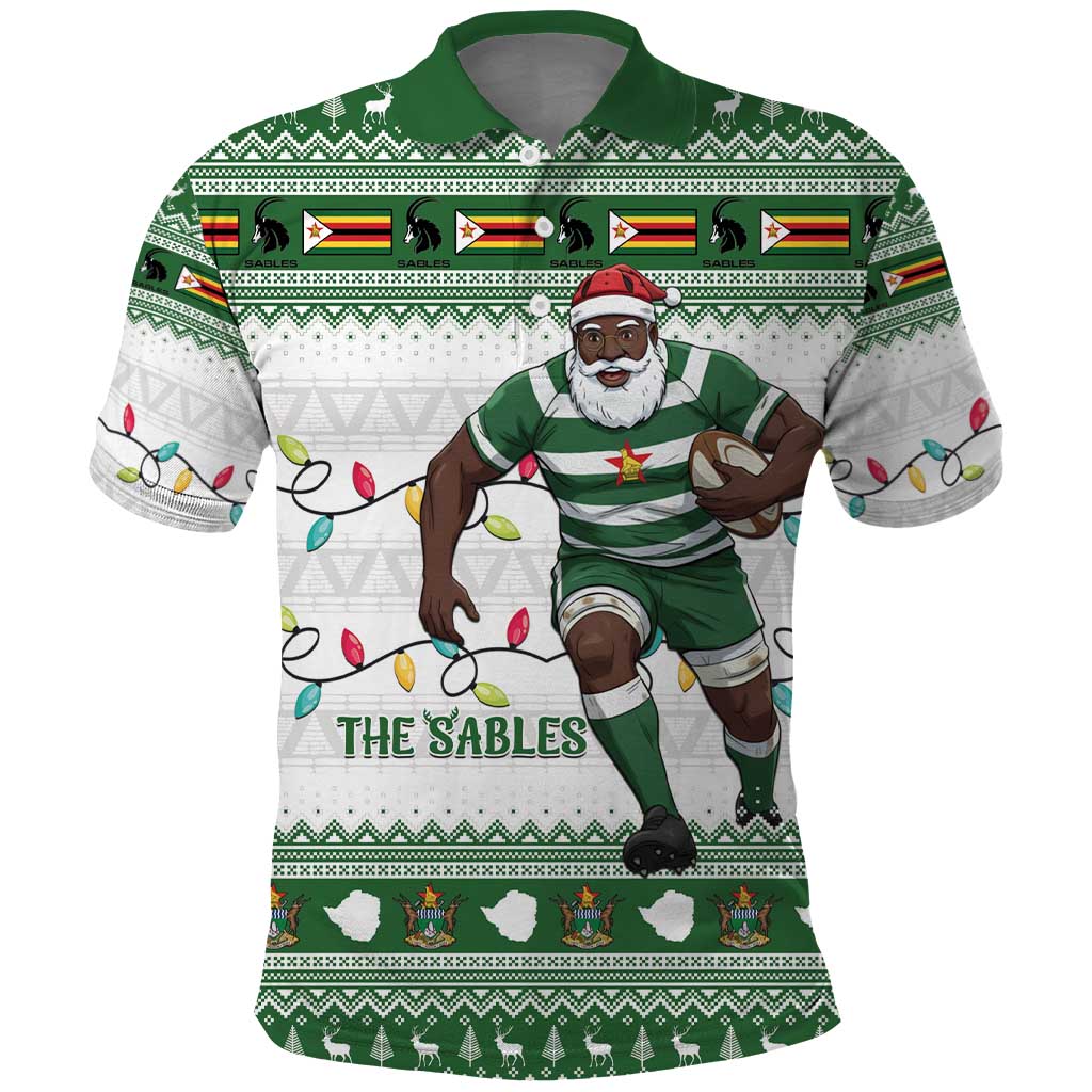 Afro Christmas Rugby Zimbabwe Polo Shirt The Sables Krismes Yakanaka - African Pride