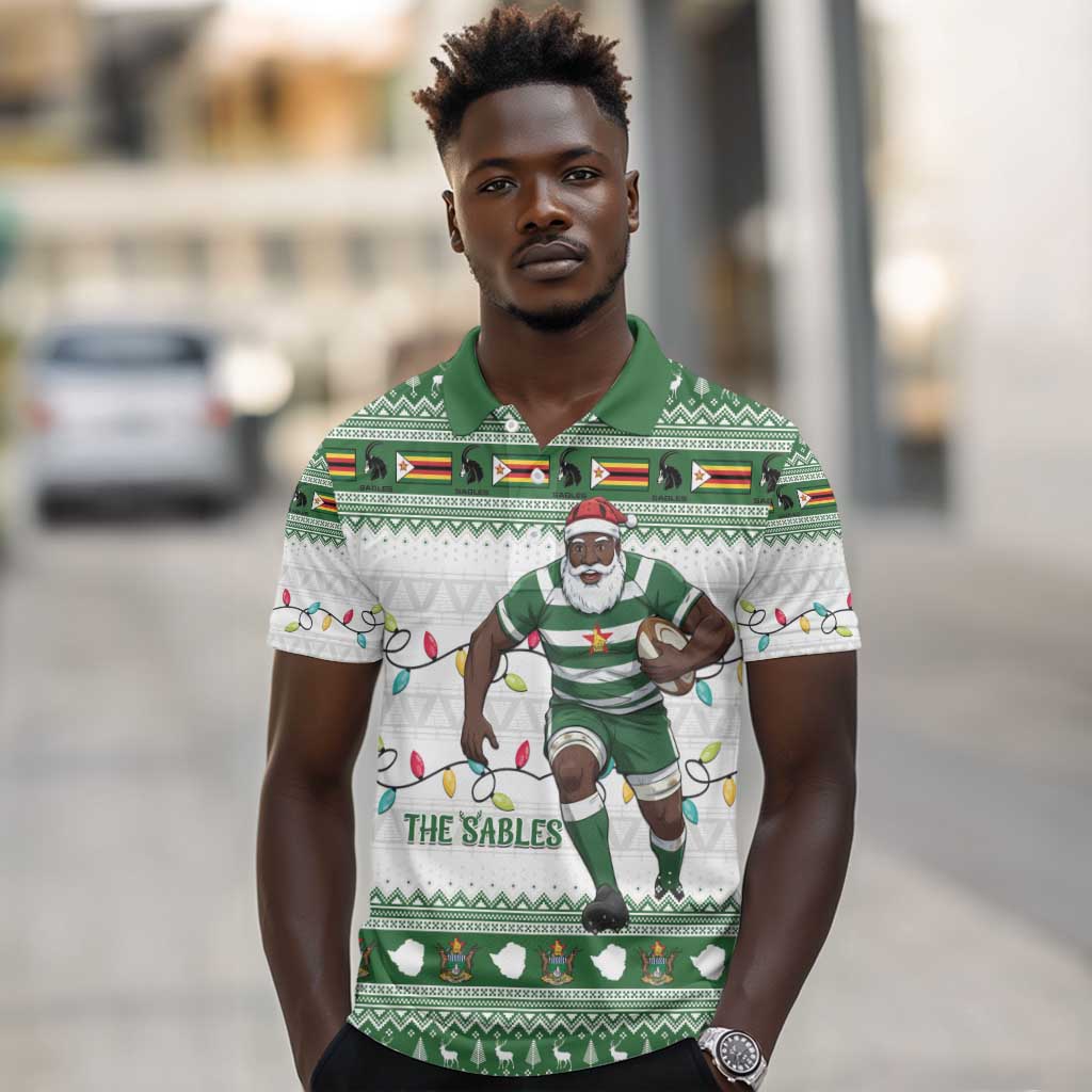 Afro Christmas Rugby Zimbabwe Polo Shirt The Sables Krismes Yakanaka - African Pride