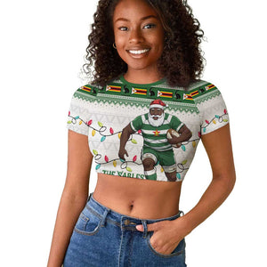 Afro Christmas Rugby Zimbabwe Raglan Cropped T shirt The Sables Krismes Yakanaka - African Pride