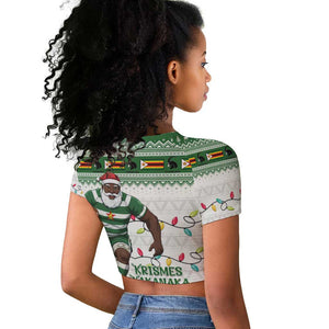 Afro Christmas Rugby Zimbabwe Raglan Cropped T shirt The Sables Krismes Yakanaka - African Pride