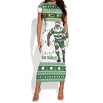 Afro Christmas Rugby Zimbabwe Short Sleeve Bodycon Dress The Sables Krismes Yakanaka - African Pride
