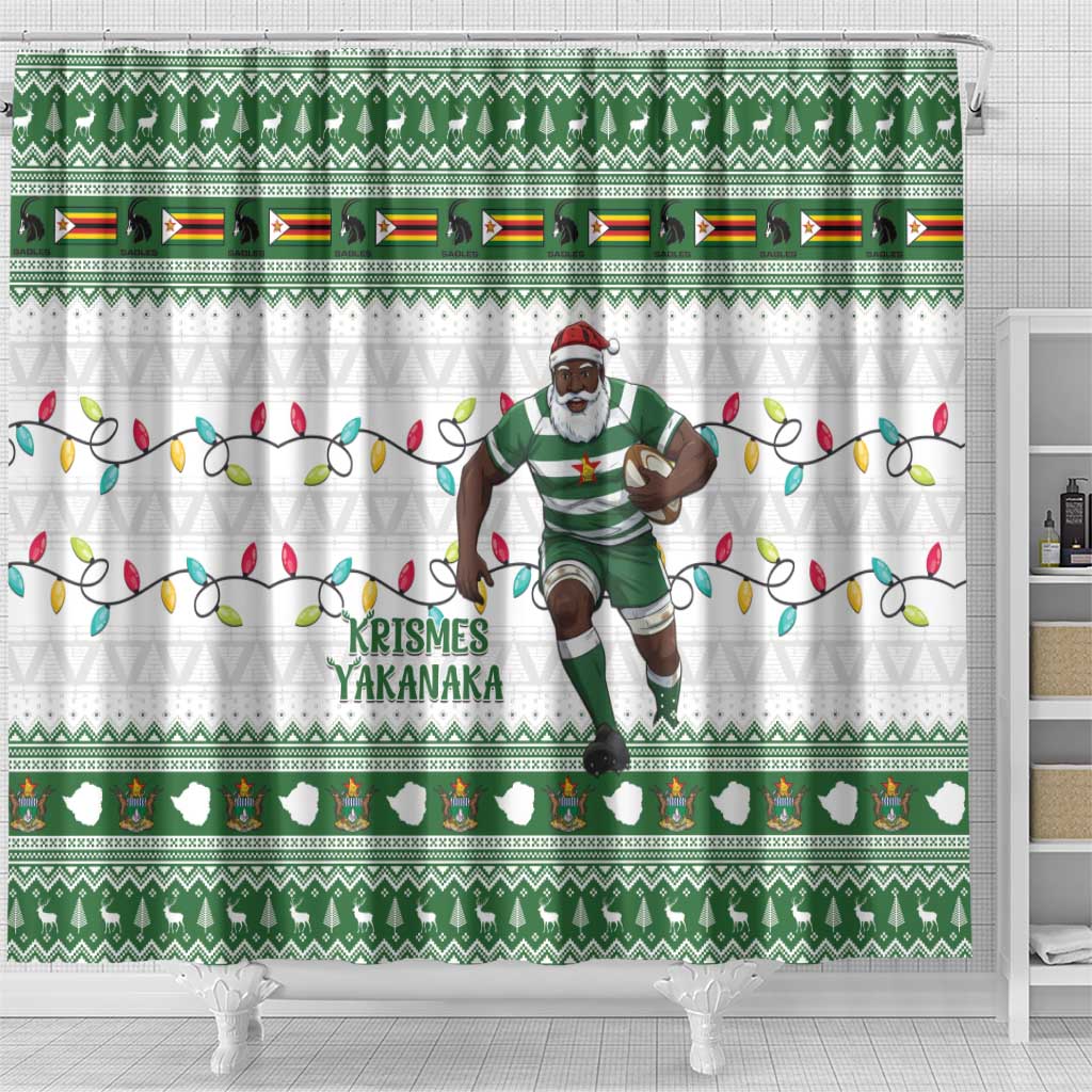 Afro Christmas Rugby Zimbabwe Shower Curtain The Sables Krismes Yakanaka - African Pride