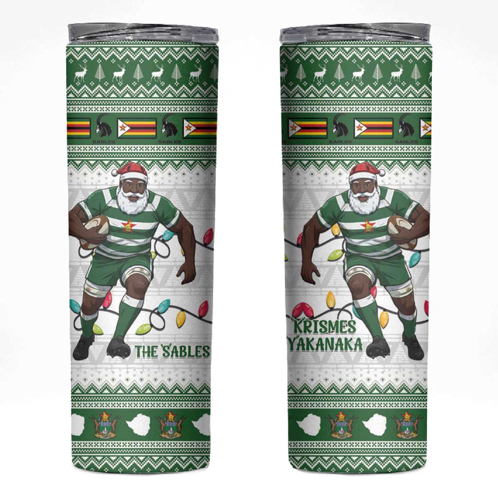 Afro Christmas Rugby Zimbabwe Skinny Tumbler The Sables Krismes Yakanaka - African Pride
