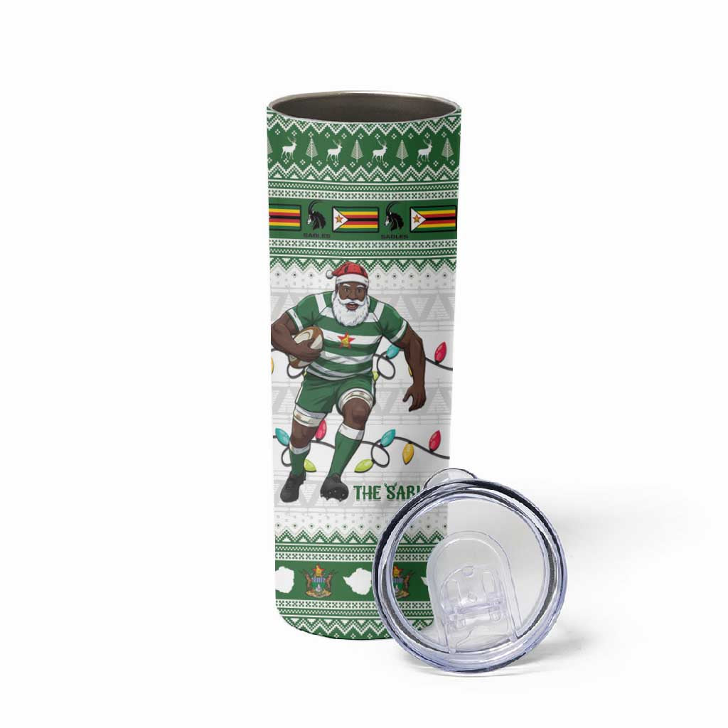 Afro Christmas Rugby Zimbabwe Skinny Tumbler The Sables Krismes Yakanaka - African Pride