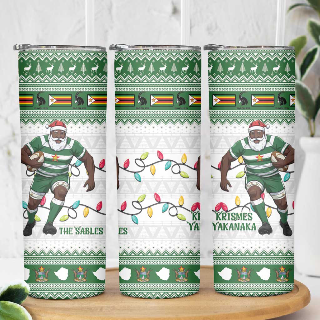 Afro Christmas Rugby Zimbabwe Skinny Tumbler The Sables Krismes Yakanaka - African Pride