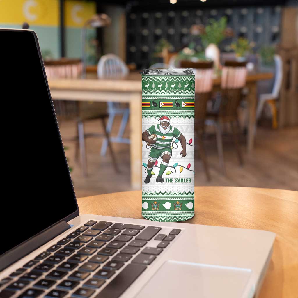 Afro Christmas Rugby Zimbabwe Skinny Tumbler The Sables Krismes Yakanaka - African Pride