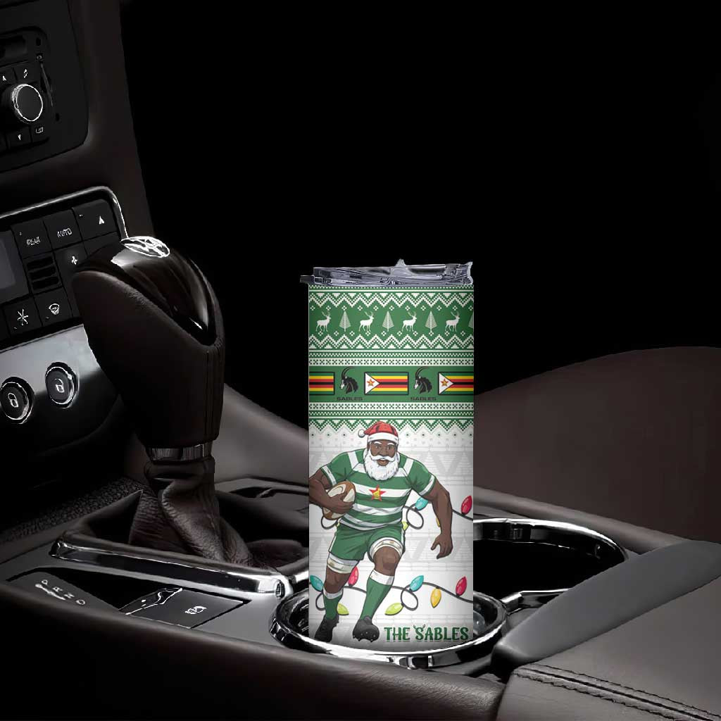 Afro Christmas Rugby Zimbabwe Skinny Tumbler The Sables Krismes Yakanaka - African Pride