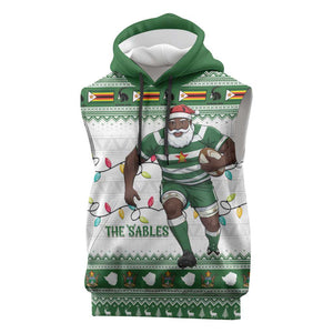 Afro Christmas Rugby Zimbabwe Sleeveless Hoodie The Sables Krismes Yakanaka - African Pride