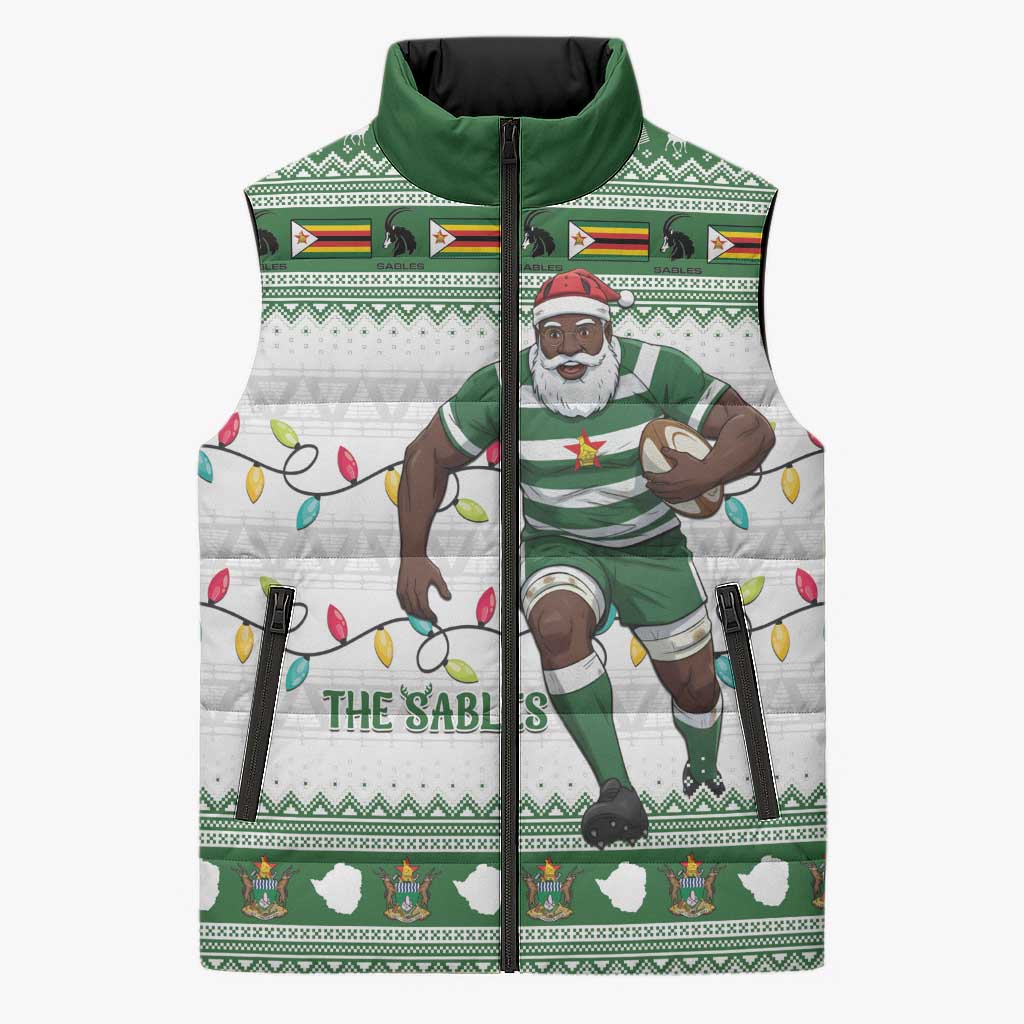 Zimbabwe Rugby Christmas Sleeveless Puffer Jacket The Sables Krismes ...