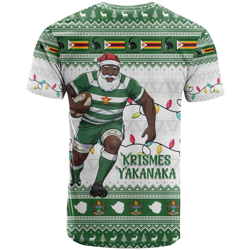 Afro Christmas Rugby Zimbabwe T shirt The Sables Krismes Yakanaka - African Pride